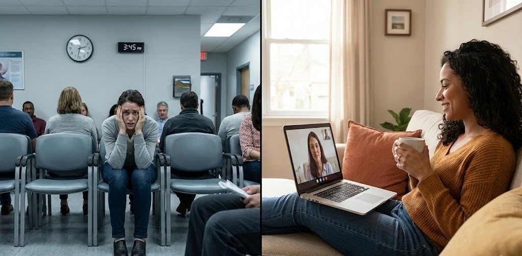 Telepsychiatry vs In-Person Anxiety Care