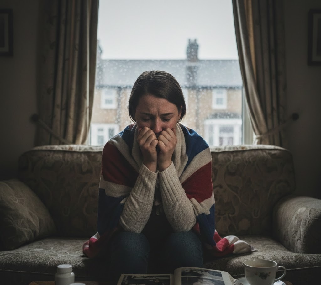 Individual experiencing PTSD symptoms such as anxiety and emotional distress