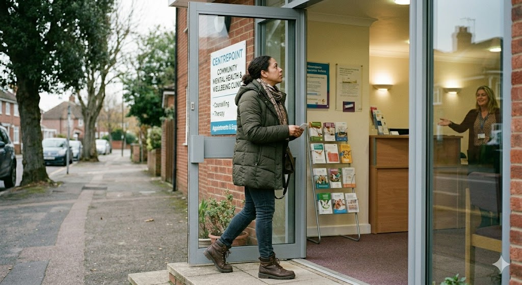 Parents arriving at a local mental health clinic for ongoing adhd treatment